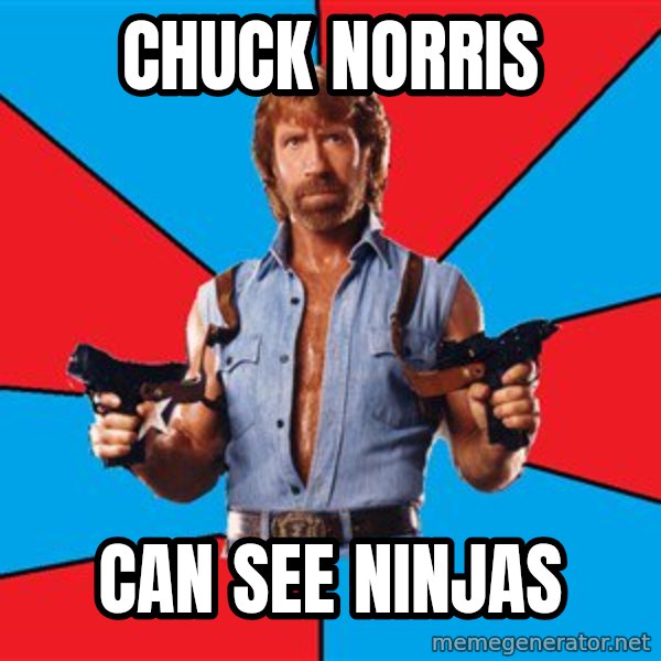 Chuck Norris  meme: Chuck norris / can see ninjas