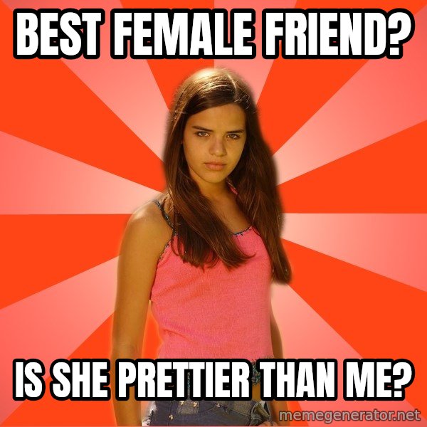 Jealous Girl meme: best female friend? / Is she prettier than me?