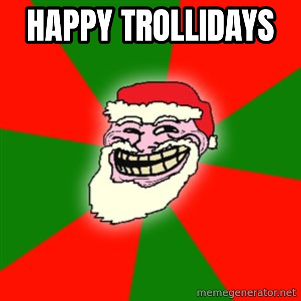 Santa Claus Troll Face meme: Happy Trollidays