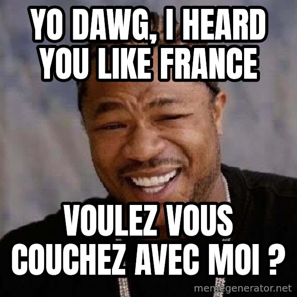 Yo Dawg meme: Yo Dawg, I HEARD YOU LIKE FRANCE / Voulez vous couchez avec moi ?