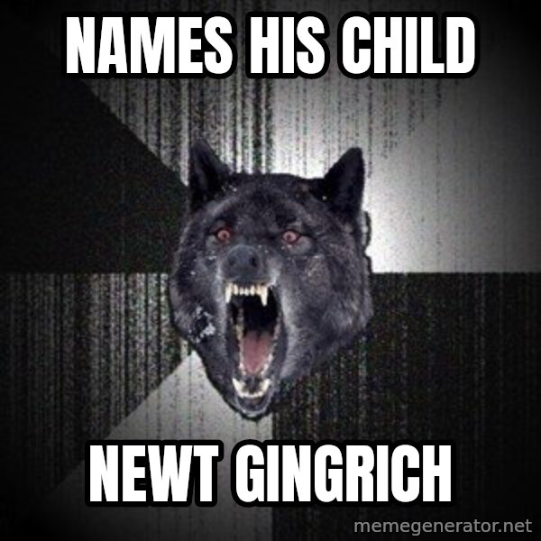 Insanity Wolf meme: Names his child / Newt Gingrich