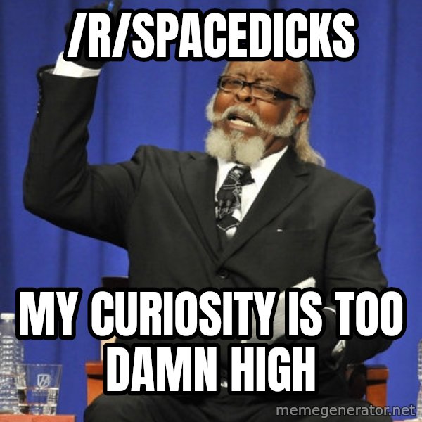 Rent Is Too Damn High meme: /r/spacedicks / my curiosity is too damn high