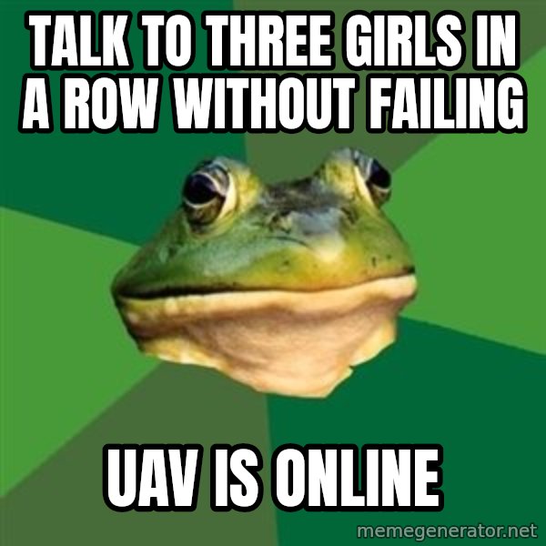 Foul Bachelor Frog meme: Talk to three girls in a row without failing / uav is online