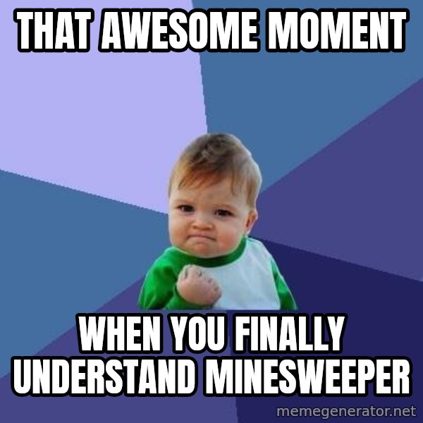 Success Kid meme: That awesome moment / when you finally understand minesweeper