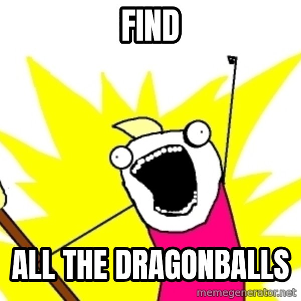 X ALL THE THINGS meme: Find / All the Dragonballs