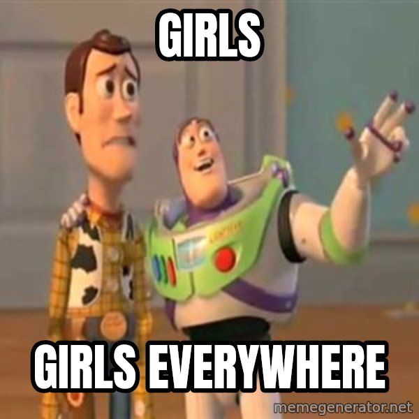 X, X Everywhere  meme: Girls / Girls Everywhere