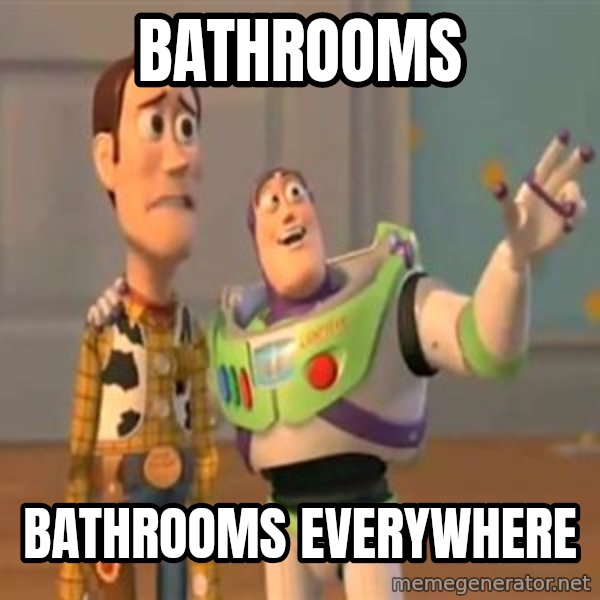X, X Everywhere  meme: Bathrooms / bathrooms everywhere