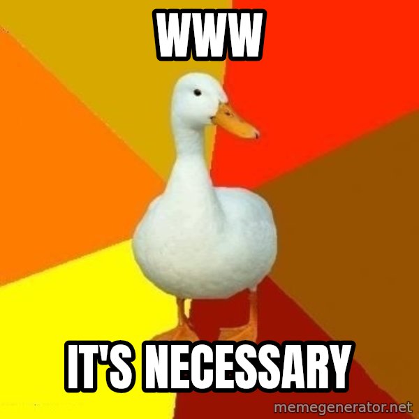 Technologically Impaired Duck meme: www / it's necessary