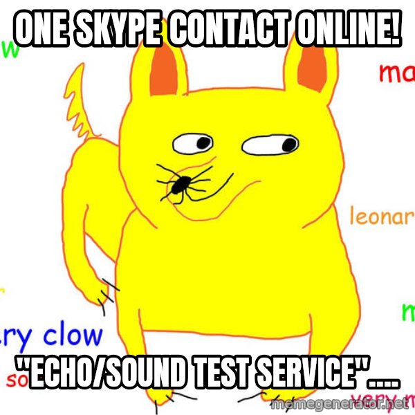 Forever Alone meme: One skype contact online! / "echo/sound test service"....