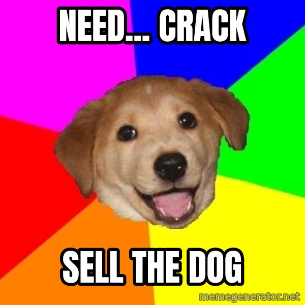 Advice Dog meme: NEED... CRACK / SELL THE DOG