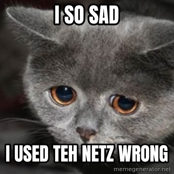 Sadcat meme: I SO SAD / i used teh netz wrong