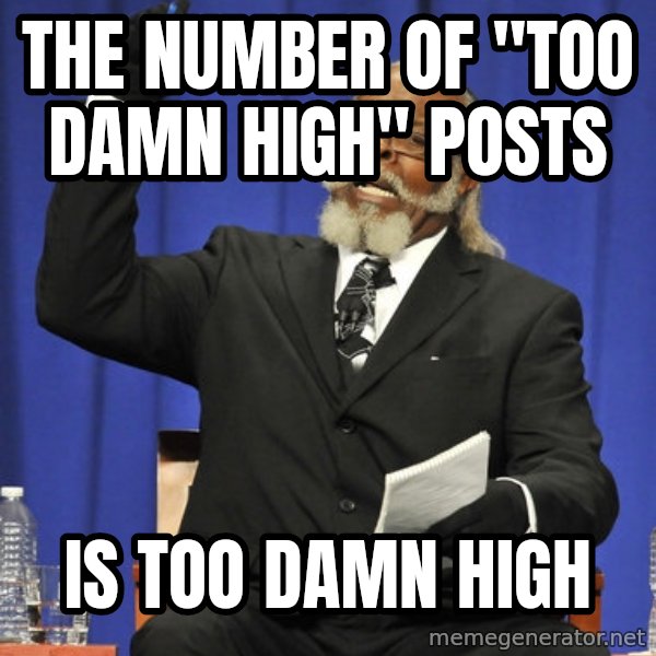 Rent Is Too Damn High meme: the number of "too damn high" posts / is too damn high