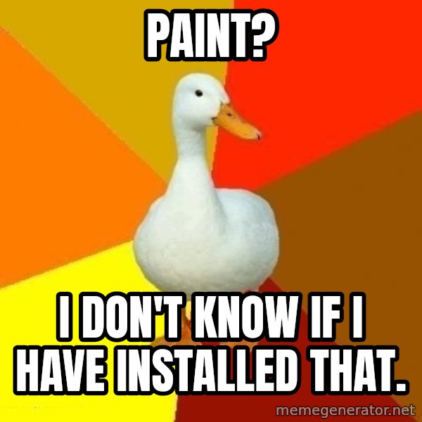 Technologically Impaired Duck meme: Paint? / I don't know If I have installed that.