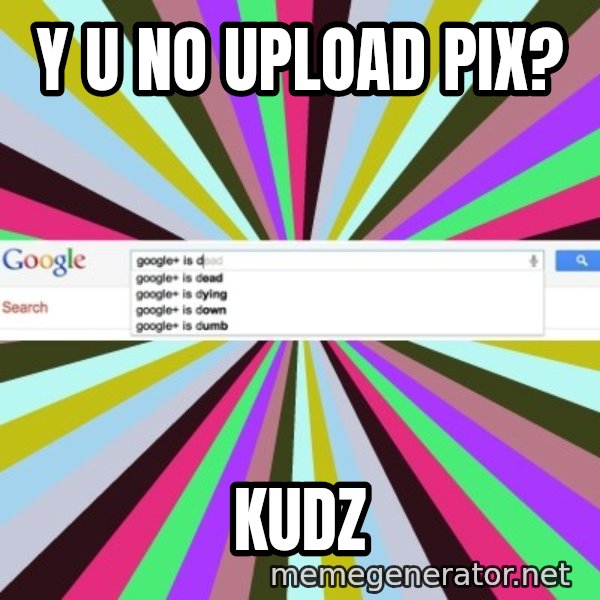 Google meme: Y U NO UPLOAD PIX? / KUDZ
