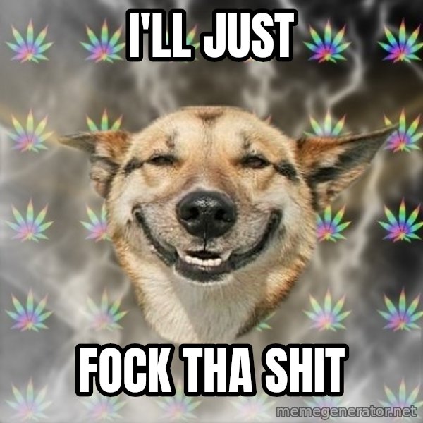 Stoner Dog meme: i'll just / fock tha shit