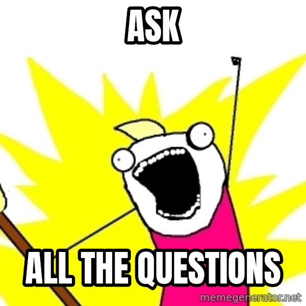 X ALL THE THINGS meme: ask / all the questions