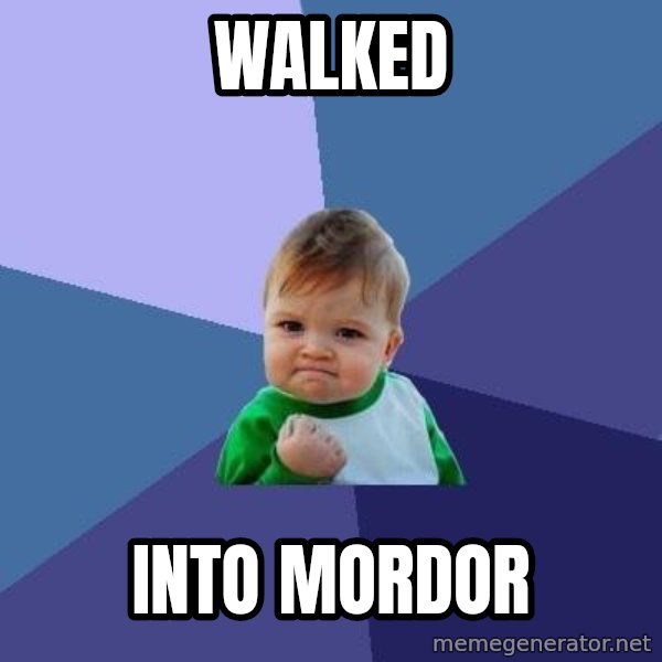 Success Kid meme: Walked / into mordor