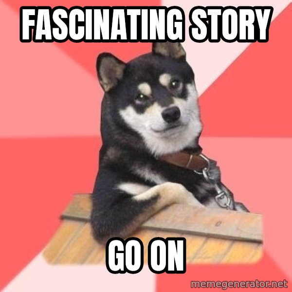 Cool Dog meme: Fascinating Story / Go on