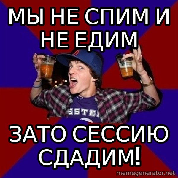 Sunny Student meme: мы не спим и не едим / зато сессию      сдадим!