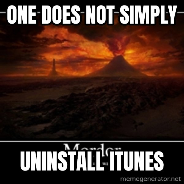 One Does Not Simply meme: one does not simply / uninstall itunes