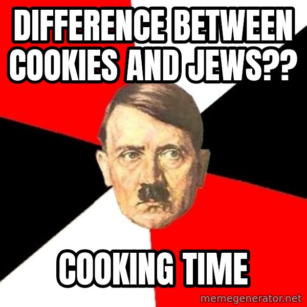 Advice Hitler meme: DifferEnce between cookies and jews?? / Cooking Time