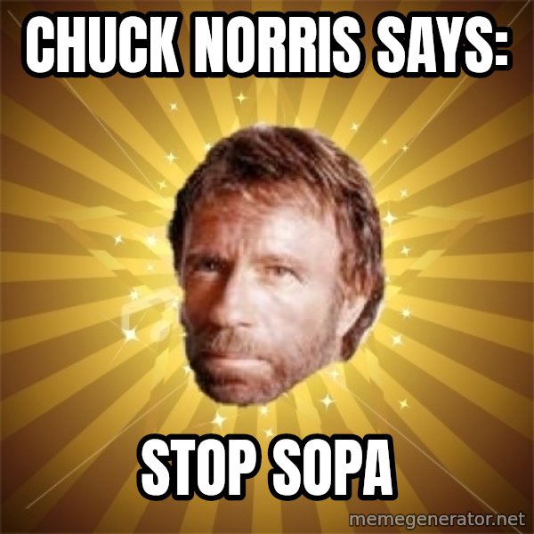 Chuck Norris Advice meme: Chuck Norris says: / Stop SOPA