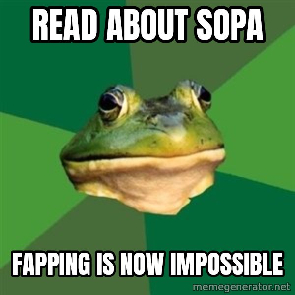 Foul Bachelor Frog meme: read about sopa / fapping is now impossible
