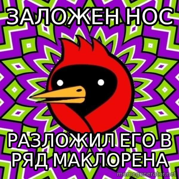 Omsk Crow meme: заложен нос / разложил его в ряд маклорена