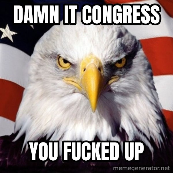 American Pride Eagle meme: Damn it congress / you fucked up
