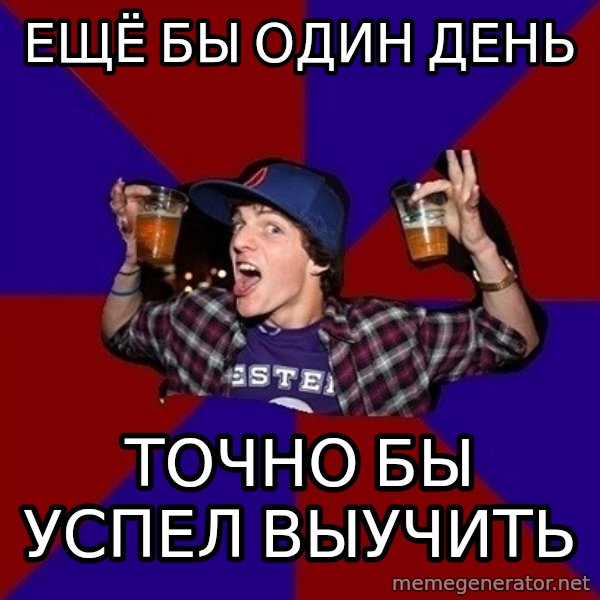 Sunny Student meme: ещё бы один день / точно бы успел     выучить