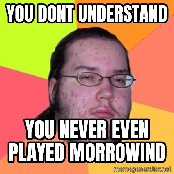 Butthurt Dweller meme: you dont understand / you never even played morrowind