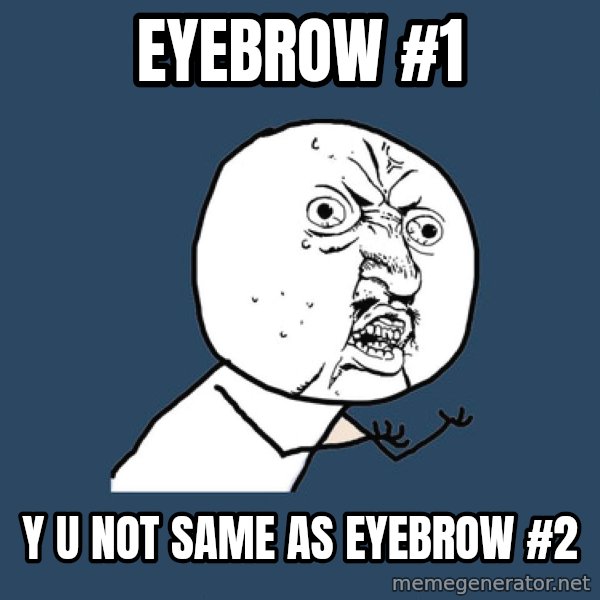 Y U No meme: eyebrow #1 / y u not same as eyebrow #2