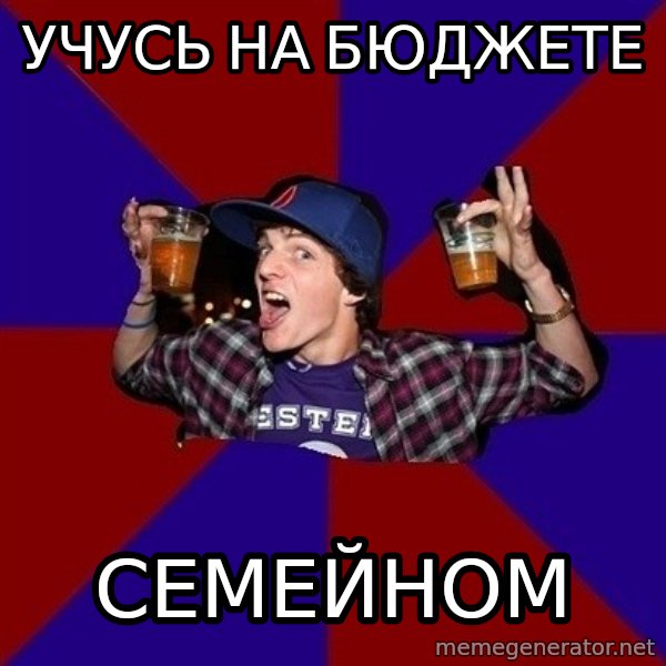 Sunny Student meme: учусь на    бюджете / семейном