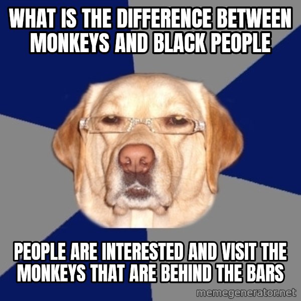 Racist Dog meme: what is the difference between monkeys and black people / people are interested and visit the monkeys that are behind the bars