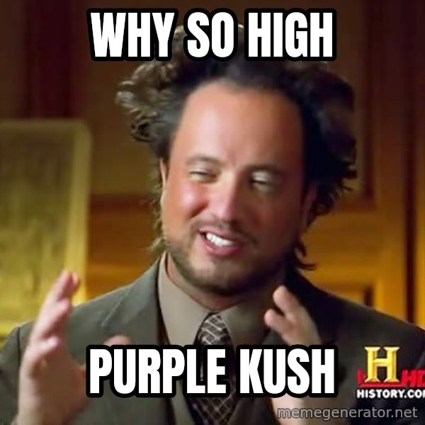 Ancient Aliens meme: WHY SO HIGH / PURPLE KUSH