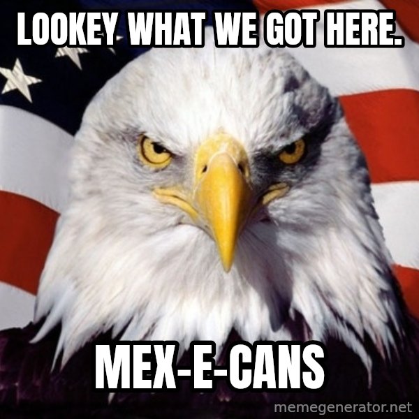 American Pride Eagle meme: Lookey what we got here. / Mex-e-cans
