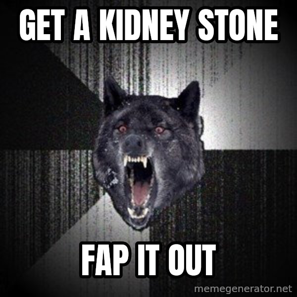 Insanity Wolf meme: GET A KIDNEY STONE / FAP IT OUT