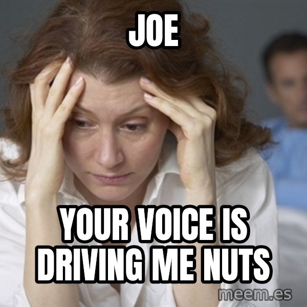 Single Mom meme: joe / your voice is driving me nuts