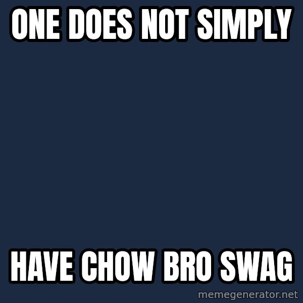 Lord Of The Rings Boromir One Does Not Simply Mordor meme: one does not simply / have chow bro swag