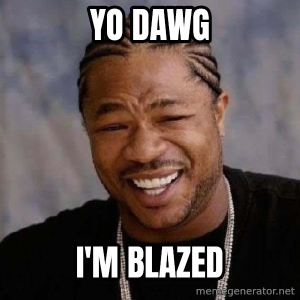 Yo Dawg meme: YO DAWG / I'm blazed