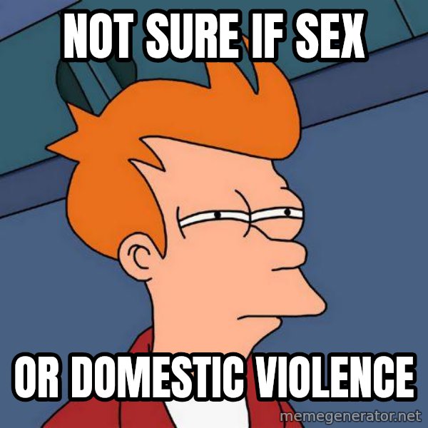 Futurama Fry meme: not sure if sex / or domestic violence