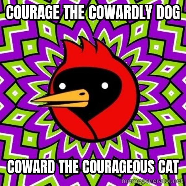Omsk Crow meme: courage the cowardly dog / coward the COURAGEOUS cat