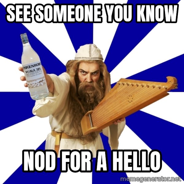 FinnishProblems meme: See someone you know / nod for a hello