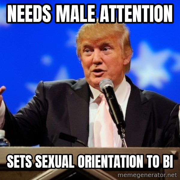 Annoying Facebook Girl meme: Needs male attention / Sets sexual orientation to bi