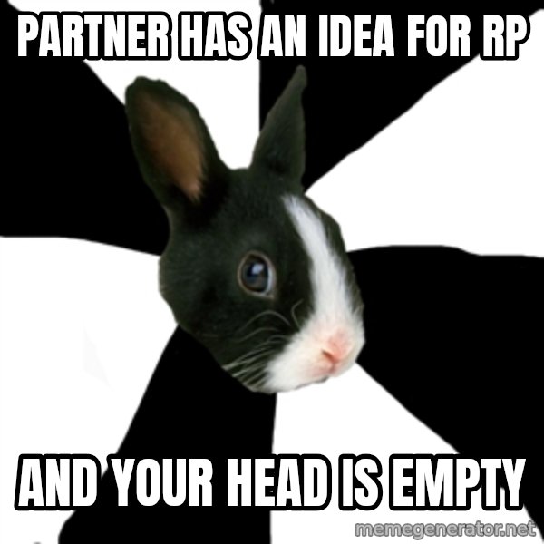 Roleplaying Rabbit meme: partner has an idea for rp / and your head is empty