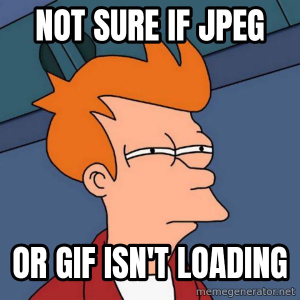 Futurama Fry meme: Not sure if jpeg / or gif isn't loading