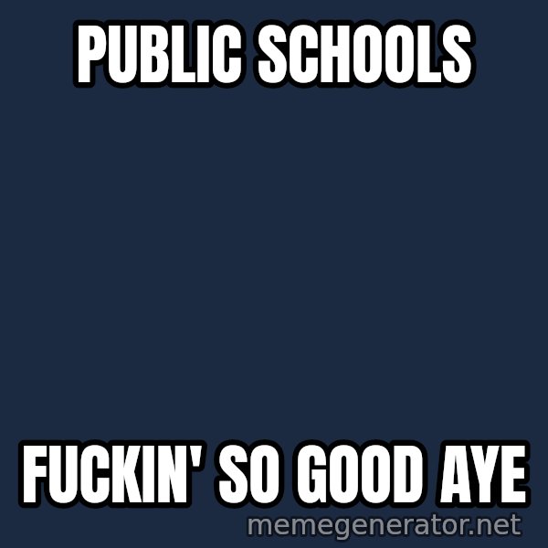 Trent From Punchy meme: Public schools / fuckin' so good aye