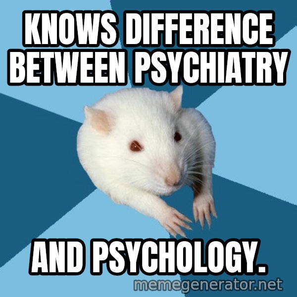 Psychology Major Rat meme: knows difference between psychiatry / and psychology.