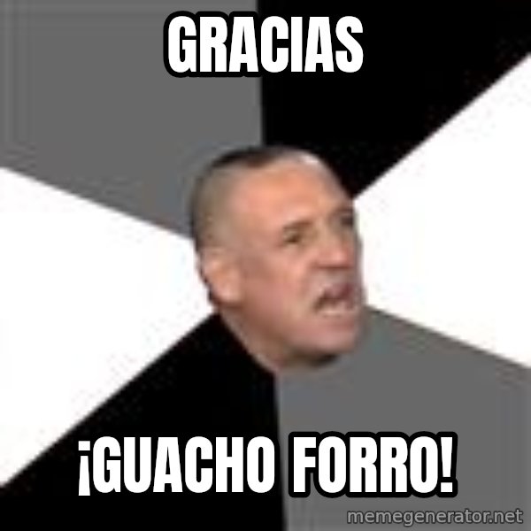 Ricardo Iorio meme: Gracias / ¡Guacho Forro!