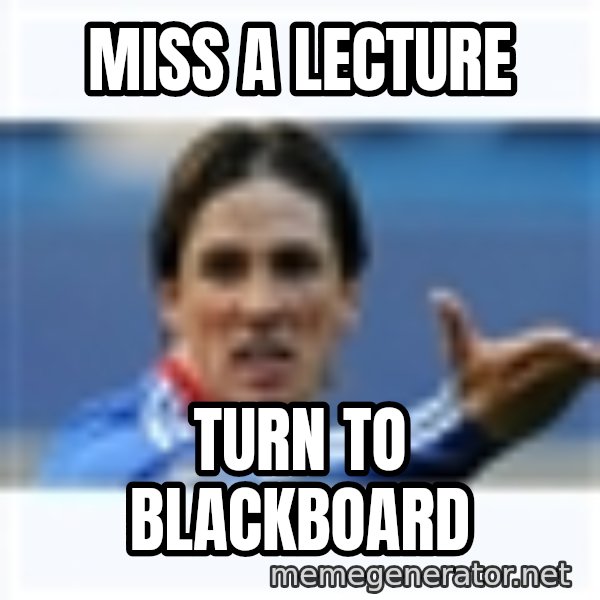 Fernando Torres meme: Miss a lecture / Turn to blackboard